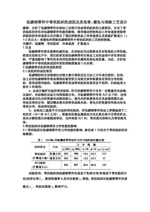 低碳钢零件中带状组织的成因及其危害、避免与消除工艺设计