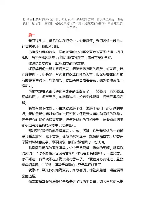 我们一起走过中考作文三篇