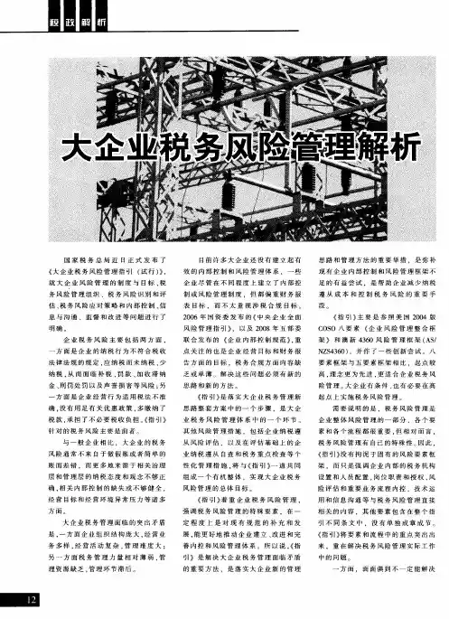 大企业税务风险管理解析