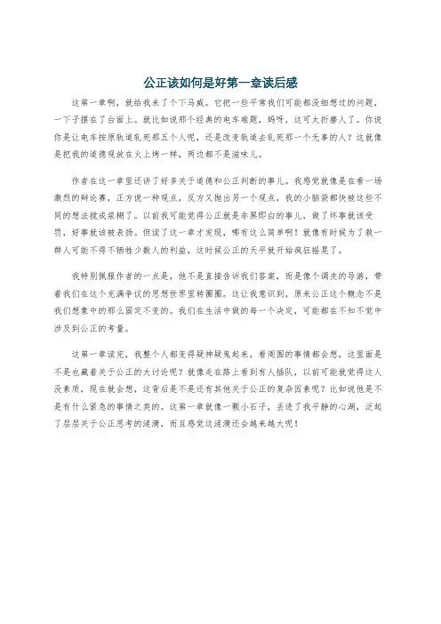 公正该如何是好第一章读后感