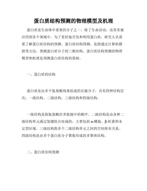 蛋白质结构预测的物理模型及机理