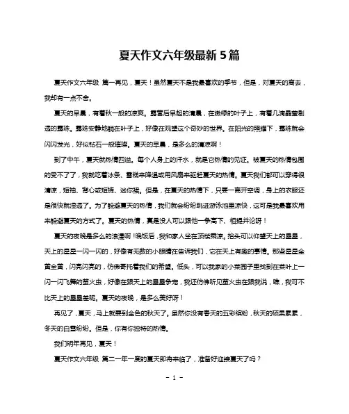 夏天作文六年级最新5篇