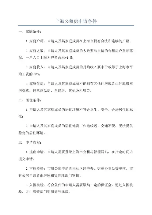 上海公租房申请条件
