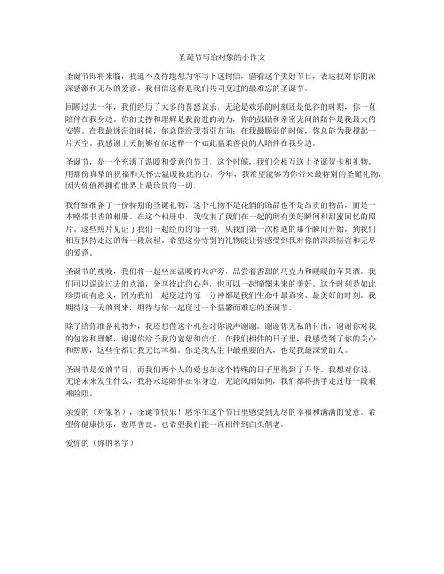 圣诞节写给对象的小作文