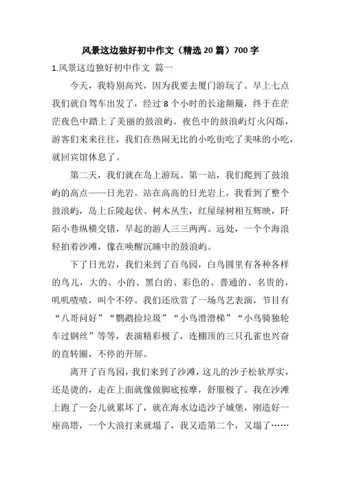 风景这边独好初中作文(精选20篇)700字