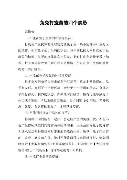 兔兔打疫苗的四个禁忌
