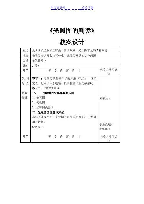 光照图的判读教案