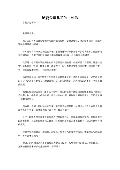 给夏令营儿子的一封信
