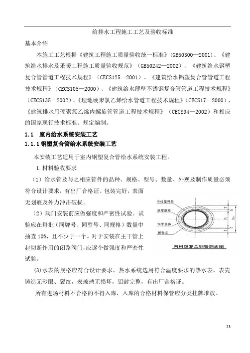 给排水工程施工工艺及验收标准