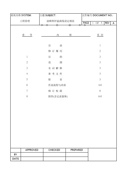 波峰焊炉温曲线设定规范