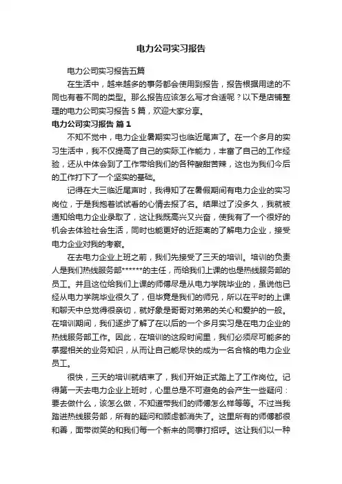 电力公司实习报告