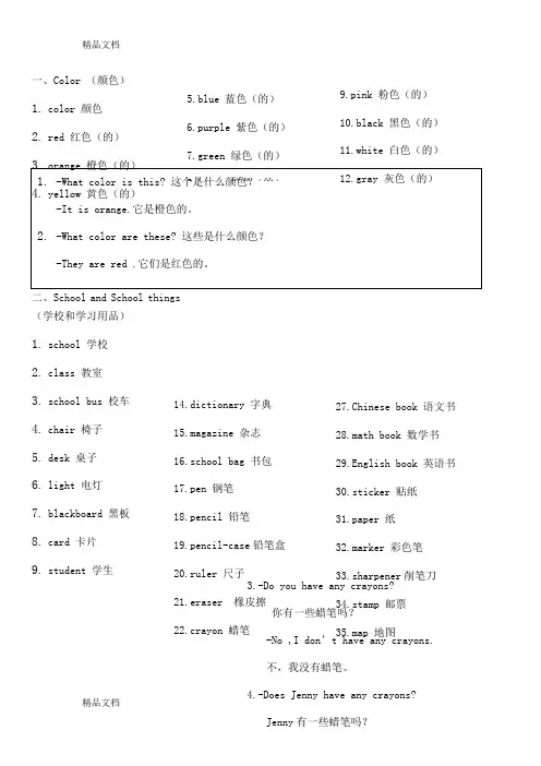 最新小学六年级英语总复习资料(开心英语版)