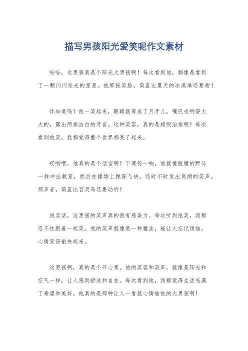 描写男孩阳光爱笑呢作文素材