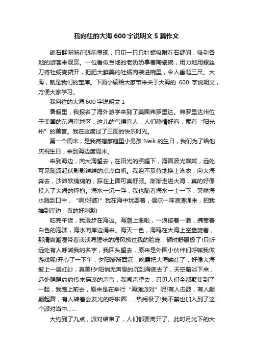 我向往的大海600字说明文5篇作文