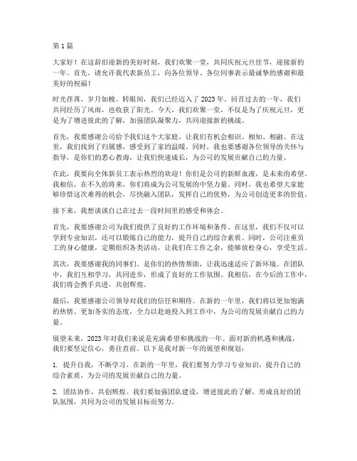 新员工元旦聚会发言稿范文(3篇)