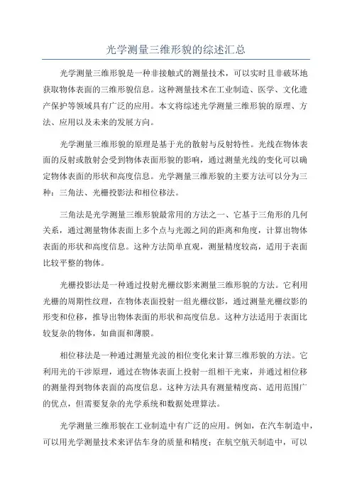 光学测量三维形貌的综述汇总