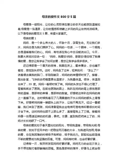 母亲的爱作文800字5篇
