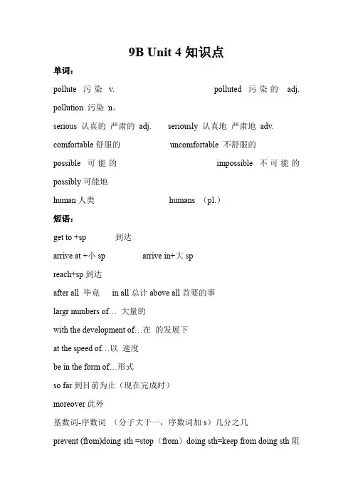 牛津译林版英语九年级下册Unit4知识点