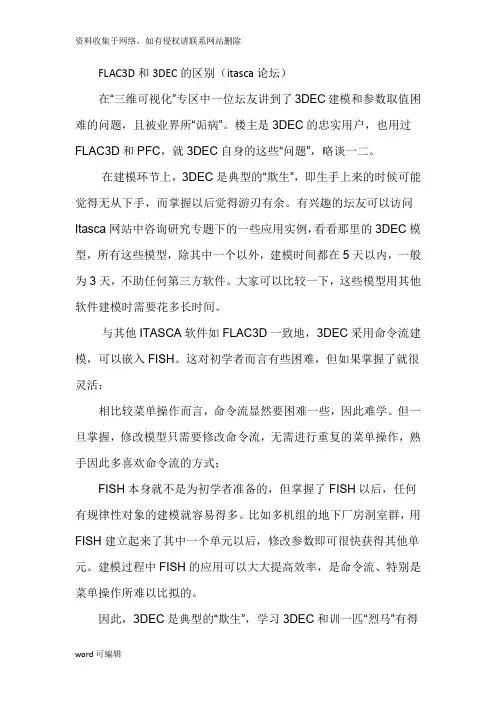 FLAC3D和3DEC的区别(itasca论坛)培训资料