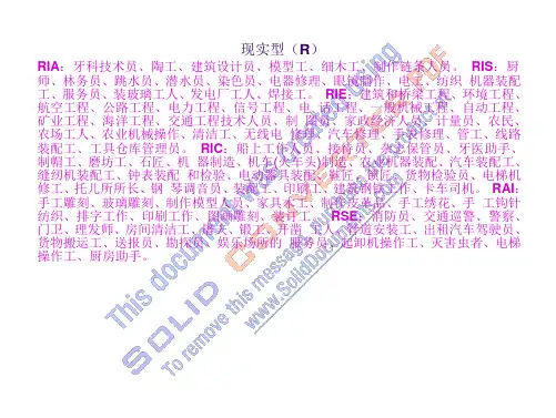霍兰德职业兴趣代号与其相应的职业对照