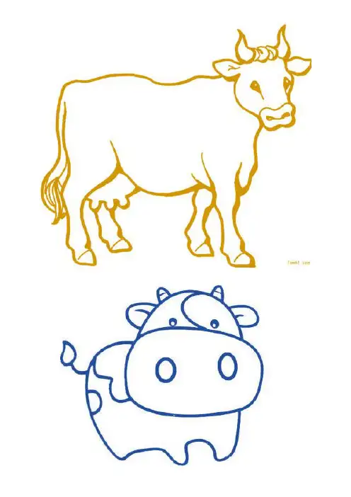 牛的简笔画  动物小奶牛画法