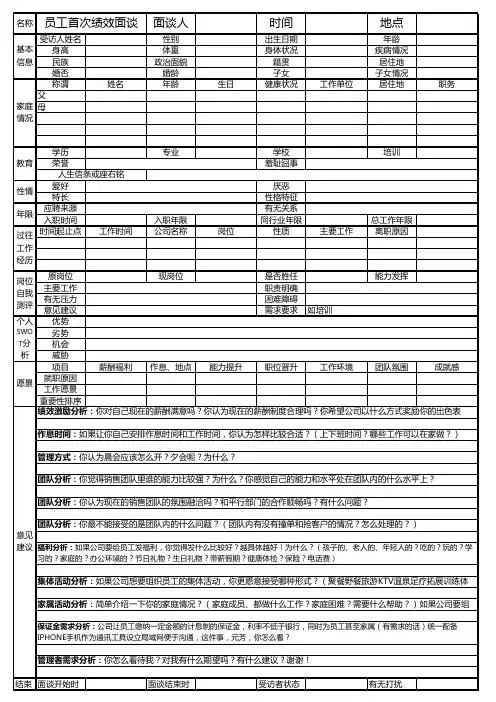 4S店销售顾问首次面谈记录表