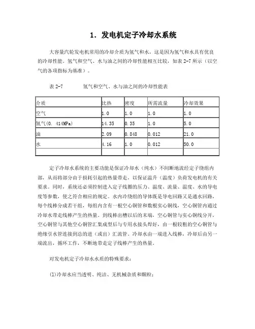 汽轮发电机定子绕组水冷系统