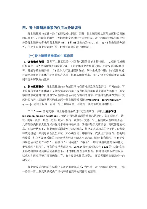 四肾上腺髓质激素的作用与分泌调节