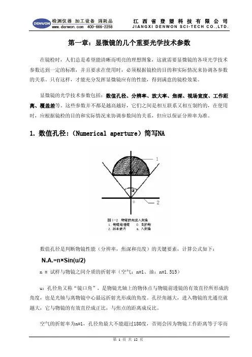 显微镜基础知识及主要参数说明