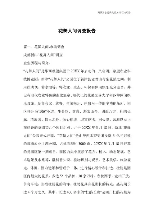花舞人间调查报告
