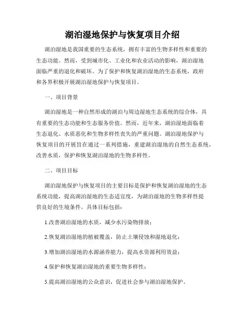 湖泊湿地保护与恢复项目介绍