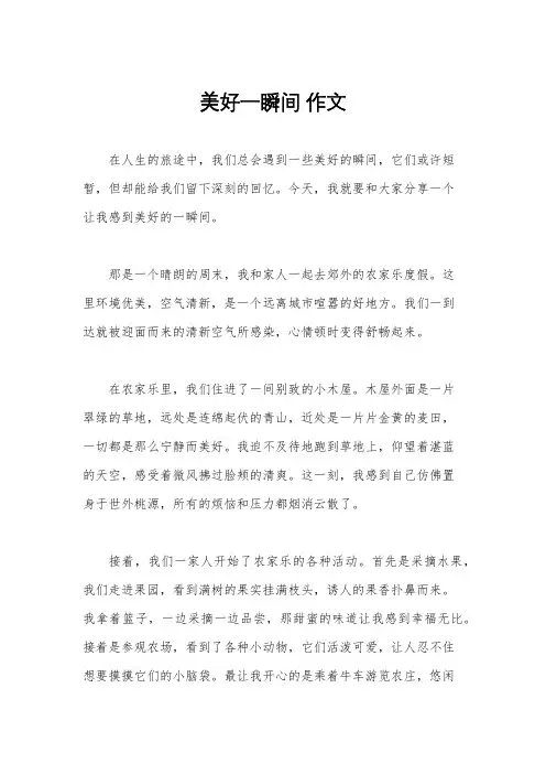 美好一瞬间 作文