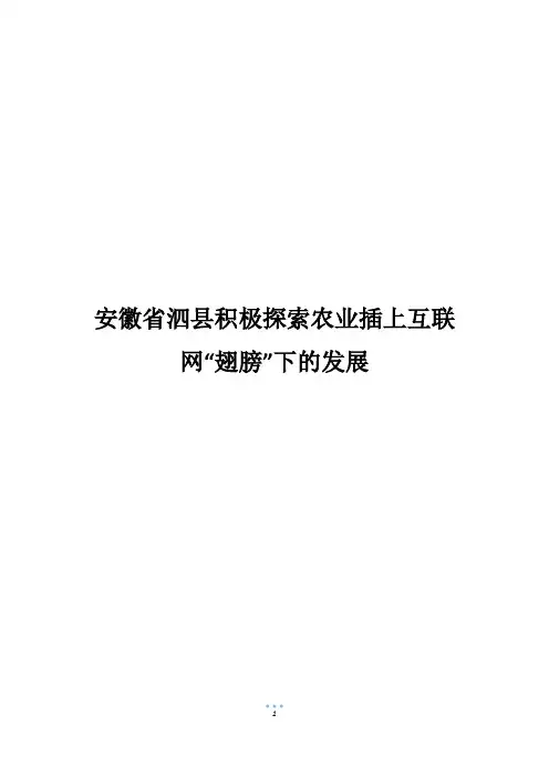 安徽省泗县积极探索农业插上互联网“翅膀”下的发展