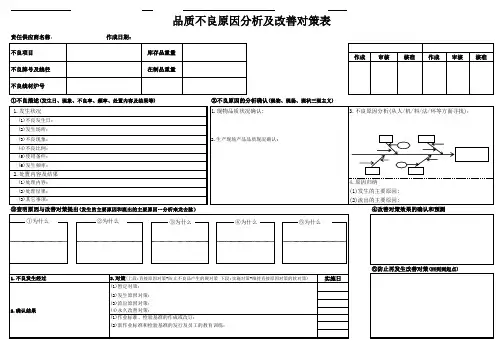 品质不良原因分析及改善对策表
