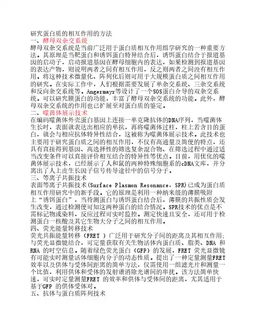 研究蛋白质的相互作用的方法