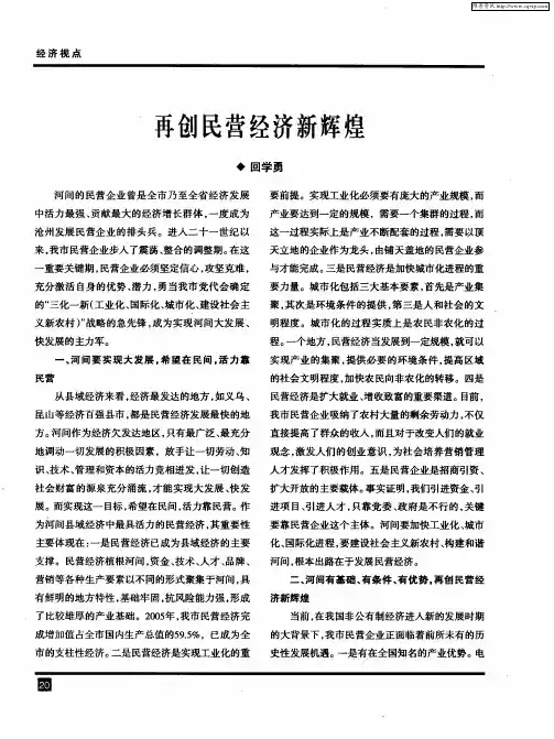 再创民营经济新辉煌