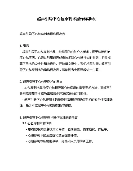超声引导下心包穿刺术操作标准表