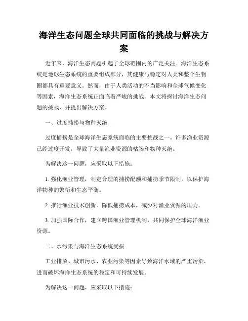 海洋生态问题全球共同面临的挑战与解决方案
