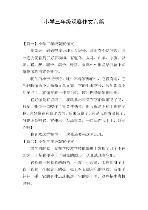 小学三年级观察作文六篇