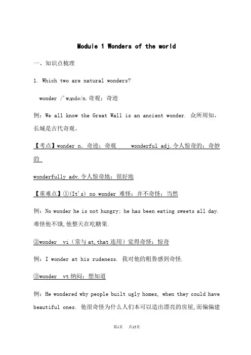 外研版初中九年级上册英语 Module 1 语法梳理