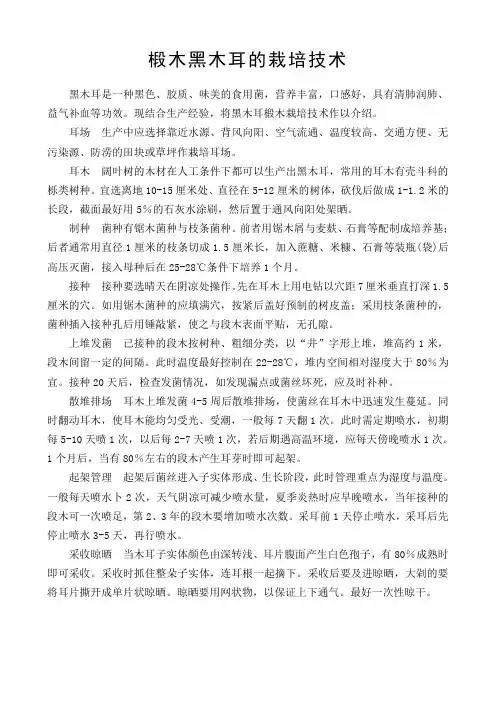 椴木黑木耳的栽培技术