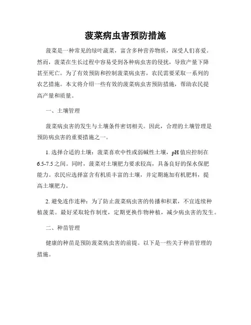 菠菜病虫害预防措施