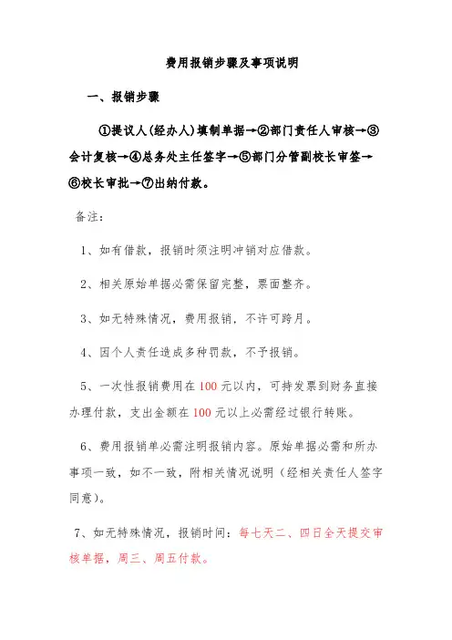 报销流程及情况说明