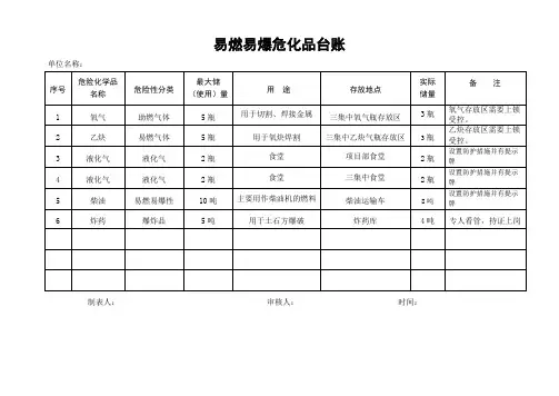 易燃易爆危化品台账