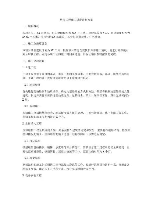 房屋工程施工进度计划方案
