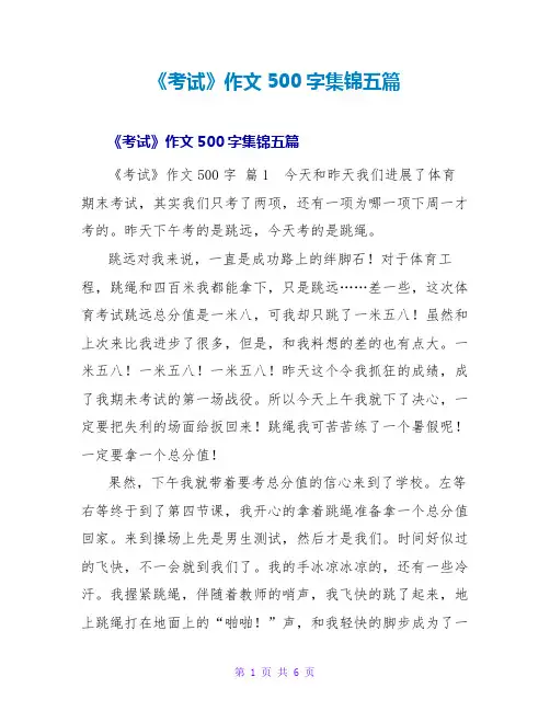 《考试》作文500字集锦五篇