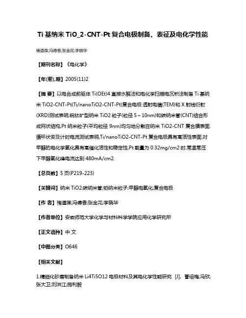 Ti基纳米TiO_2-CNT-Pt复合电极制备、表征及电化学性能