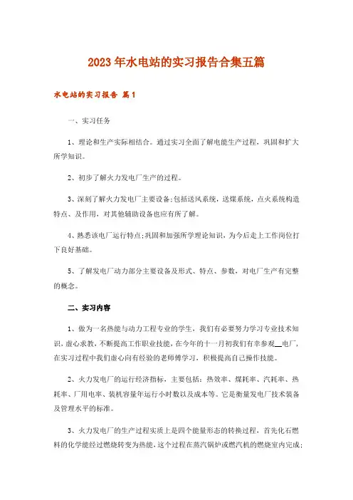 2023年水电站的实习报告合集五篇