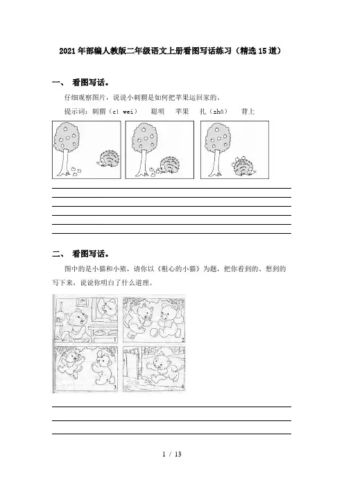 2021年部编人教版二年级语文上册看图写话练习(精选15道)