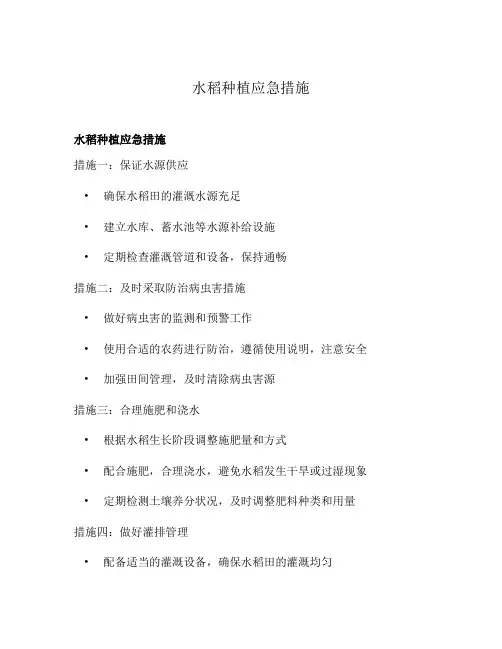 水稻种植应急措施
